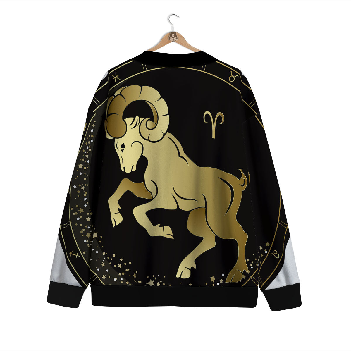 Aries Sign Black And Gold Print Cardigan-grizzshop