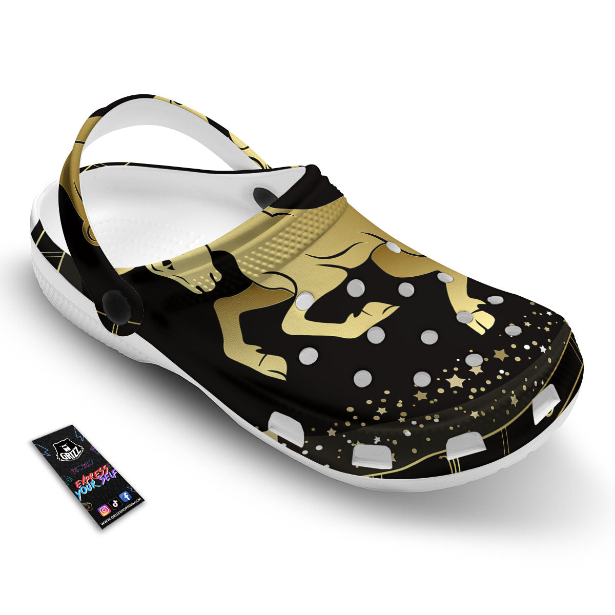 Aries Sign Black And Gold Print Clog-grizzshop