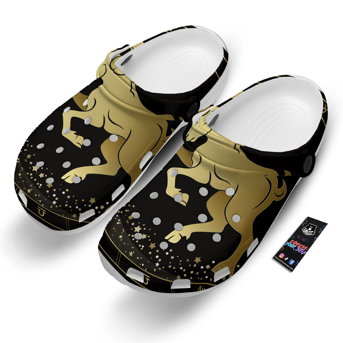 Aries Sign Black And Gold Print Clog-grizzshop