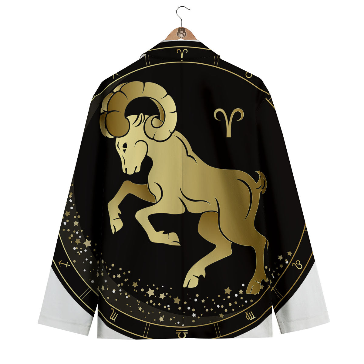 Aries Sign Black And Gold Print Men's Blazer-grizzshop