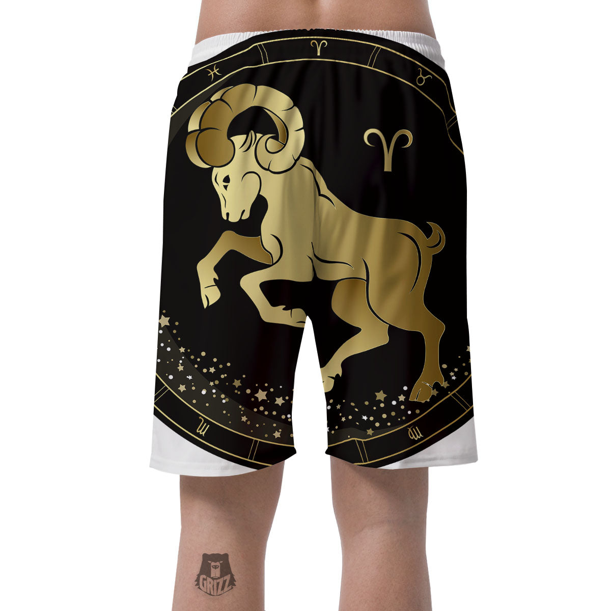 Aries Sign Black And Gold Print Men's Shorts-grizzshop