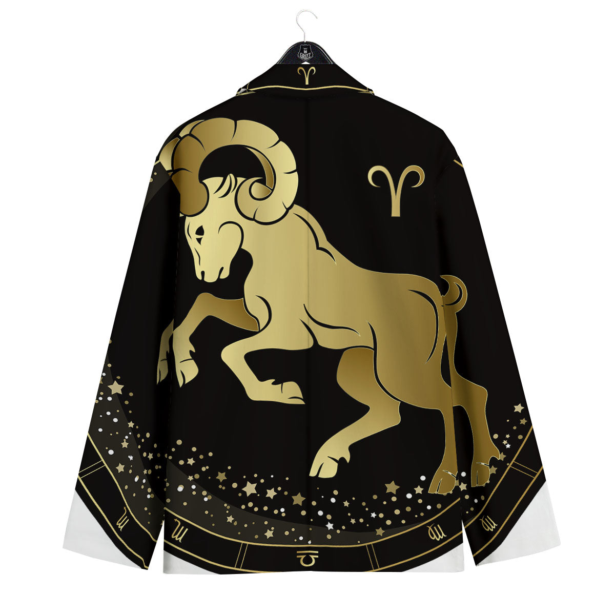 Aries Sign Black And Gold Print Men's Sport Coat-grizzshop