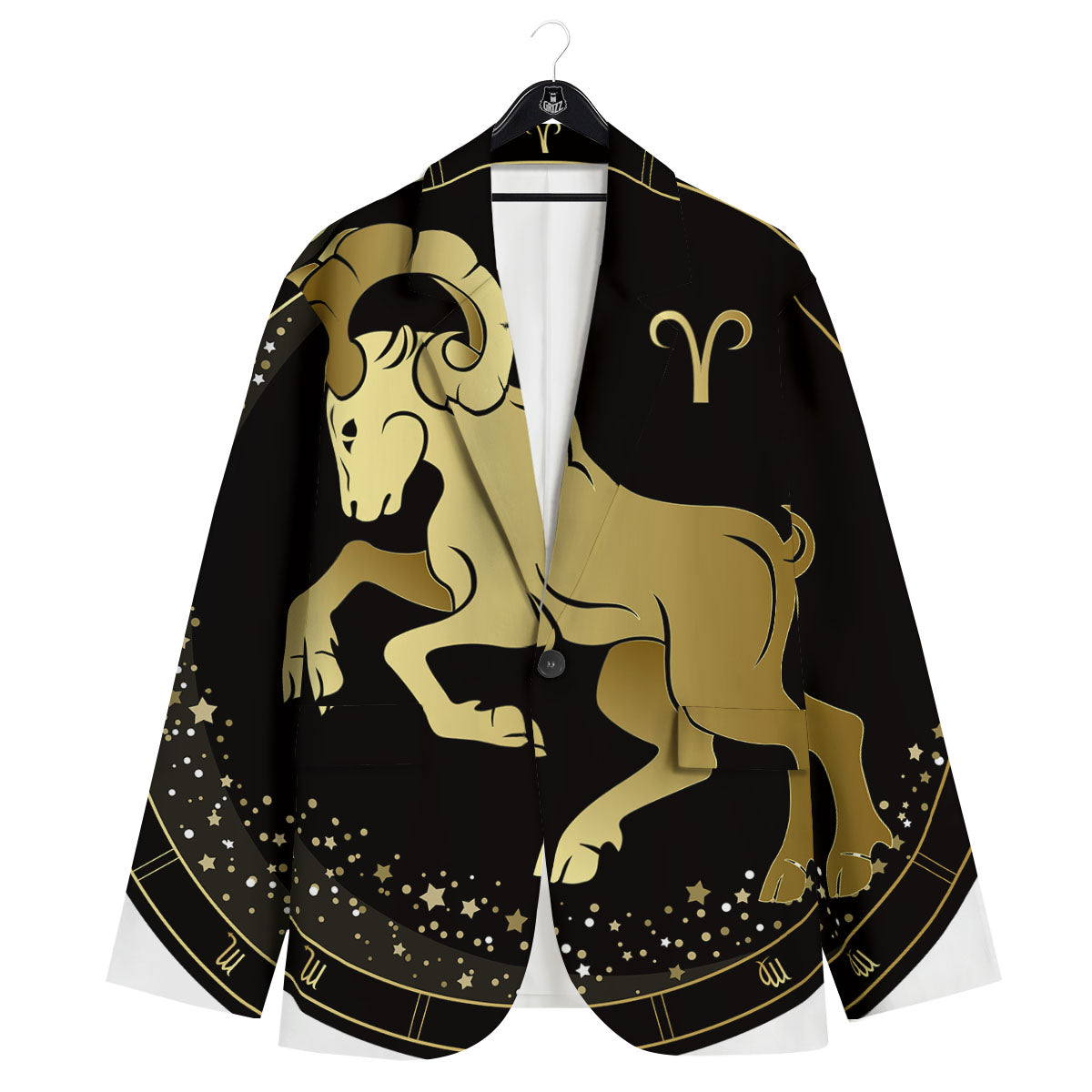 Aries Sign Black And Gold Print Men's Sport Coat-grizzshop