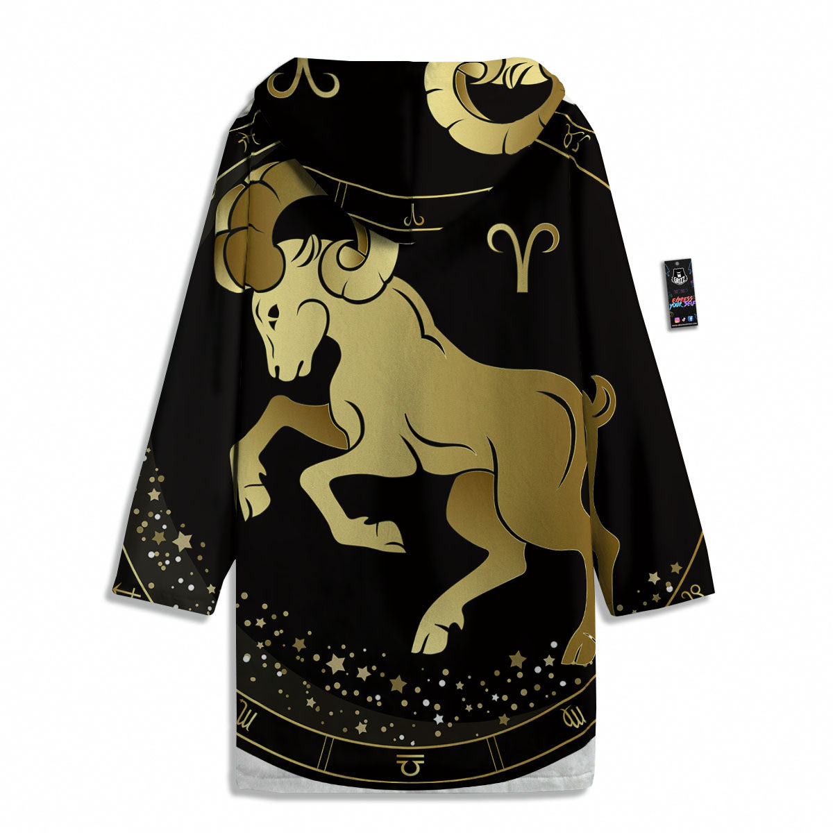 Aries Sign Black And Gold Print Men's Windbreaker Jacket-grizzshop