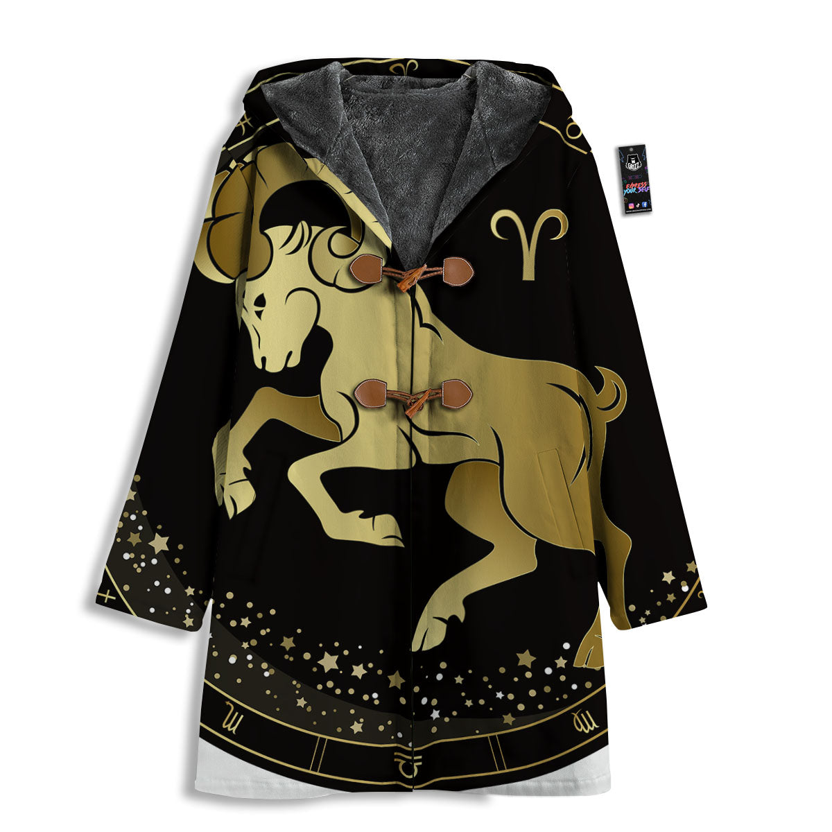 Aries Sign Black And Gold Print Men's Windbreaker Jacket-grizzshop
