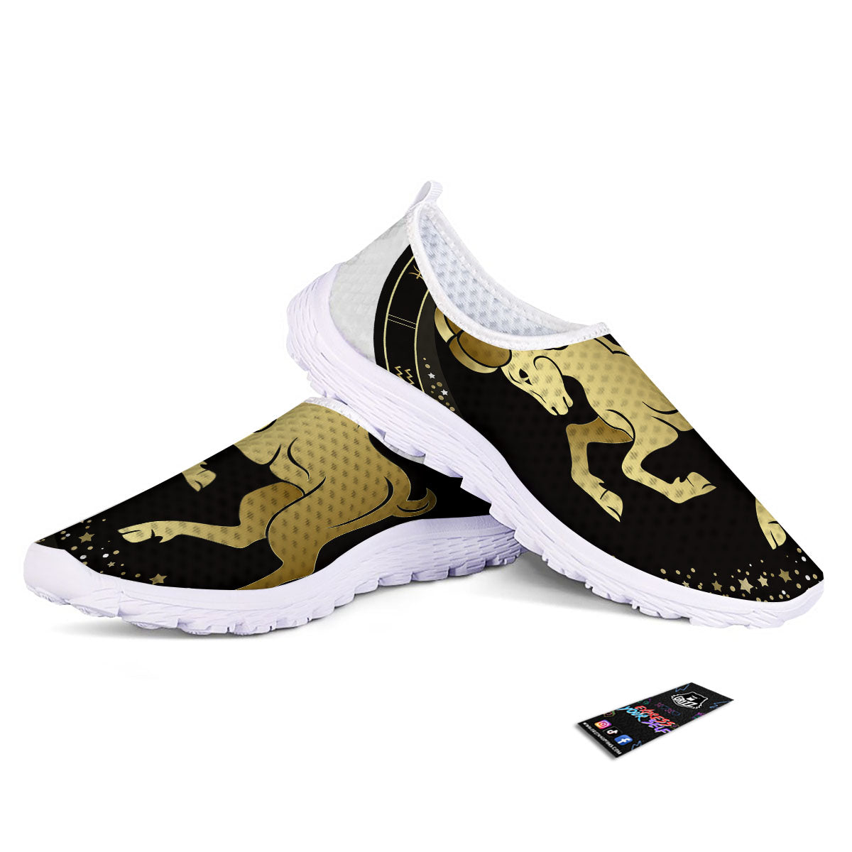 Aries Sign Black And Gold Print Nurse Shoes-grizzshop