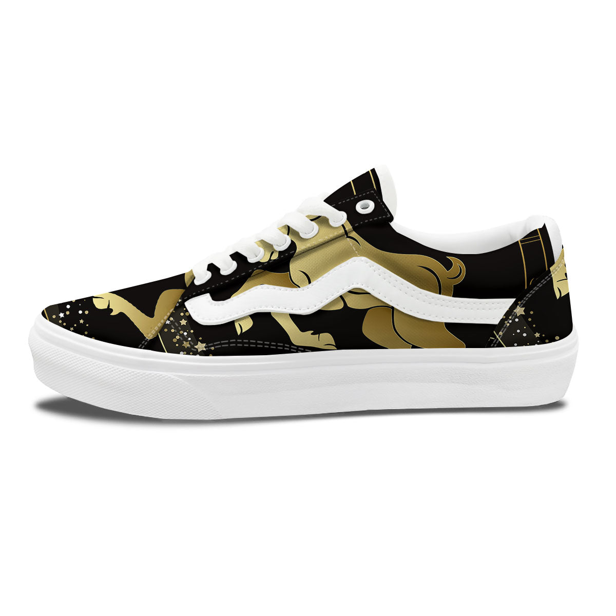 Aries Sign Black And Gold Print Skate Shoes-grizzshop