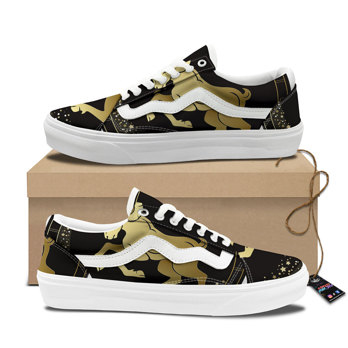 Aries Sign Black And Gold Print Skate Shoes-grizzshop