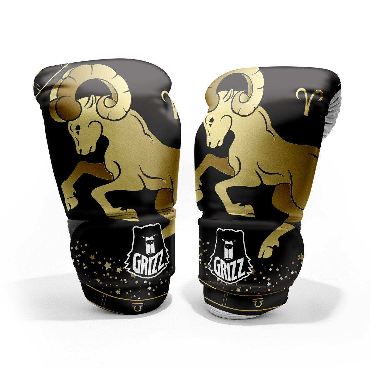 Aries Sign Black And Gold Print Pro Boxing Glove