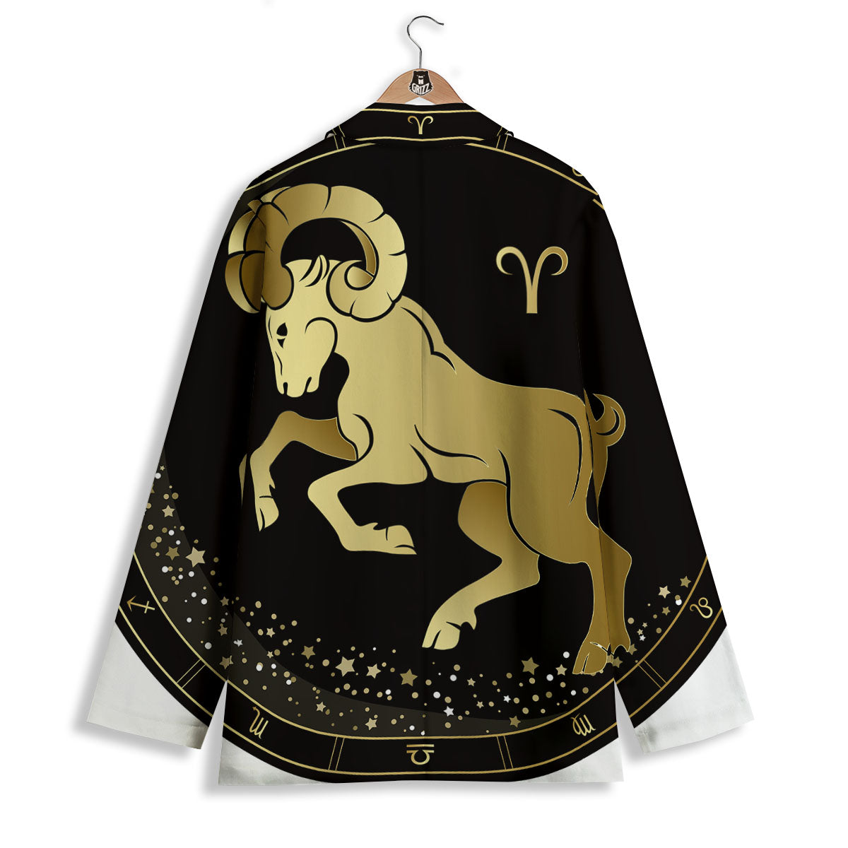 Aries Sign Black And Gold Print Women's Blazer-grizzshop