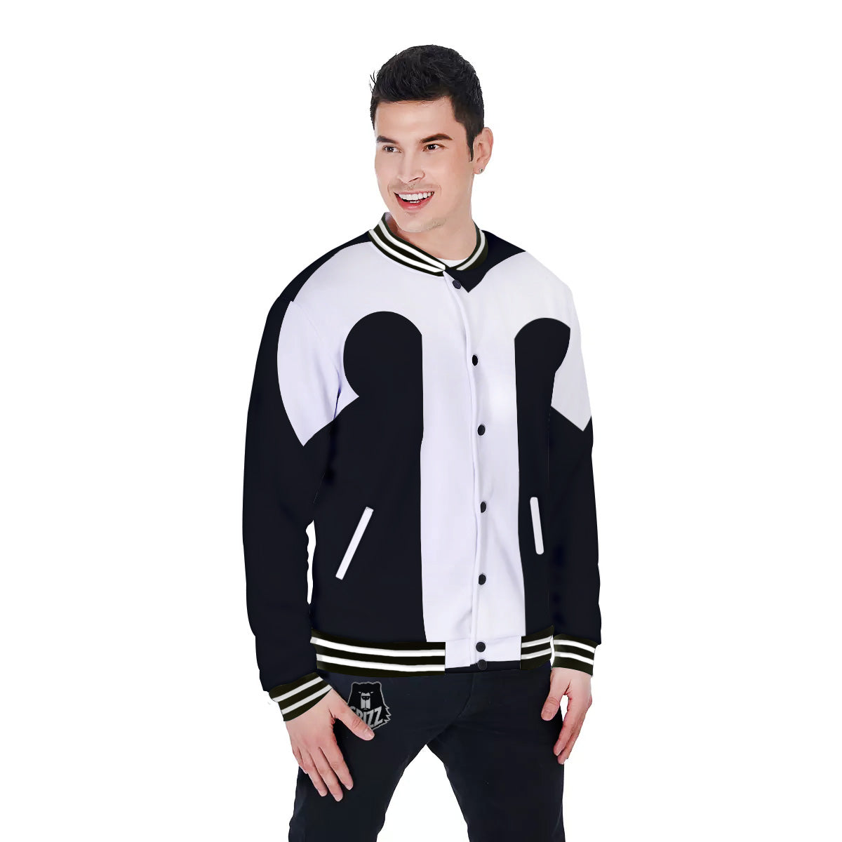 Aries Sign White And Black Print Baseball Jacket-grizzshop