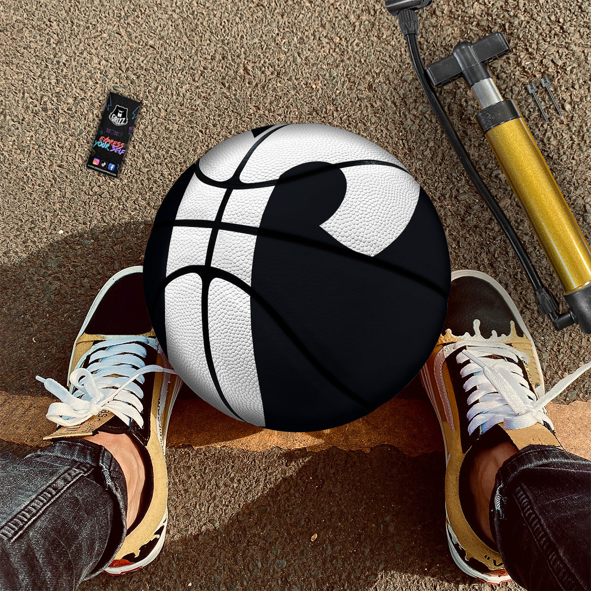 Aries Sign White And Black Print Basketball-grizzshop