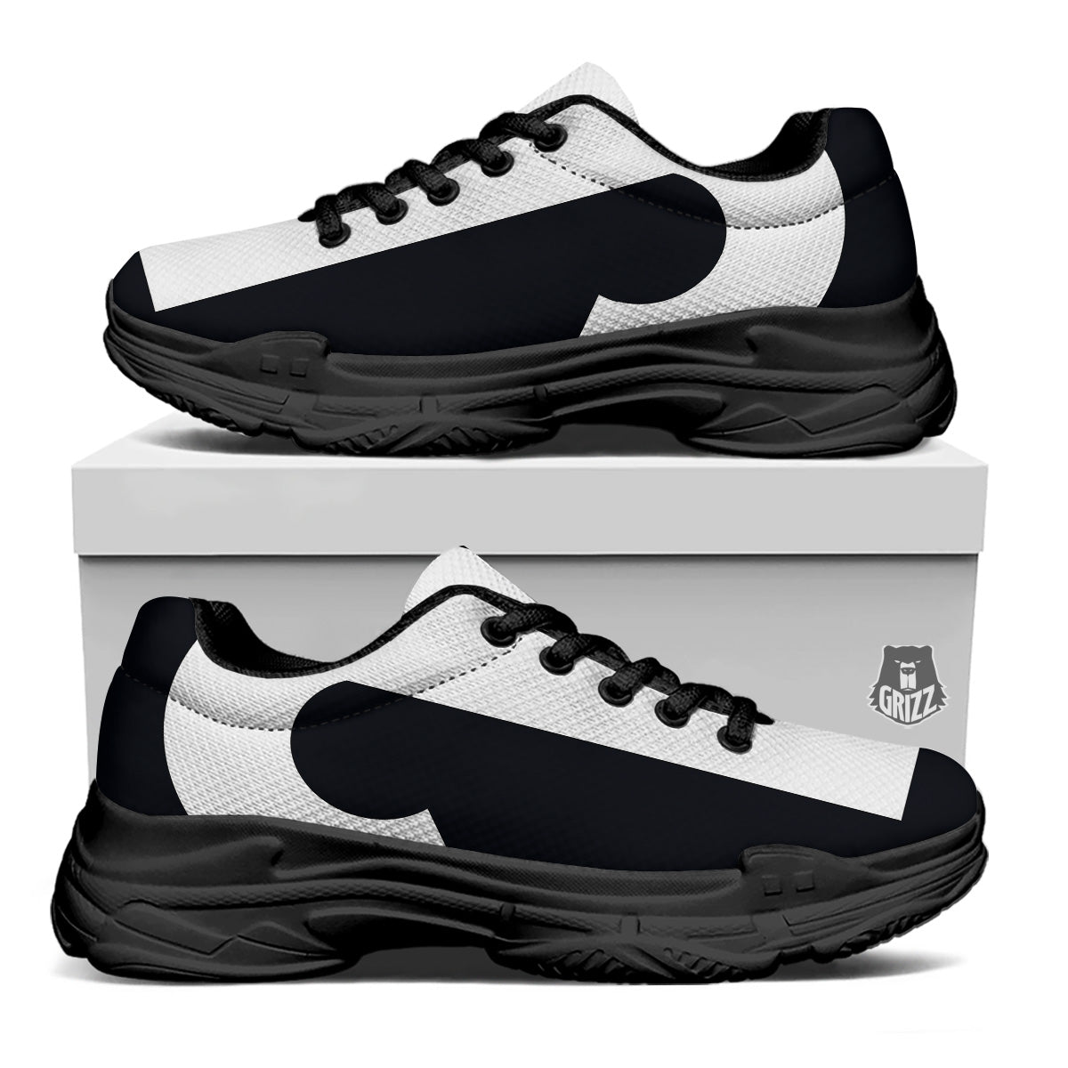 Aries Sign White And Black Print Black Chunky Shoes-grizzshop