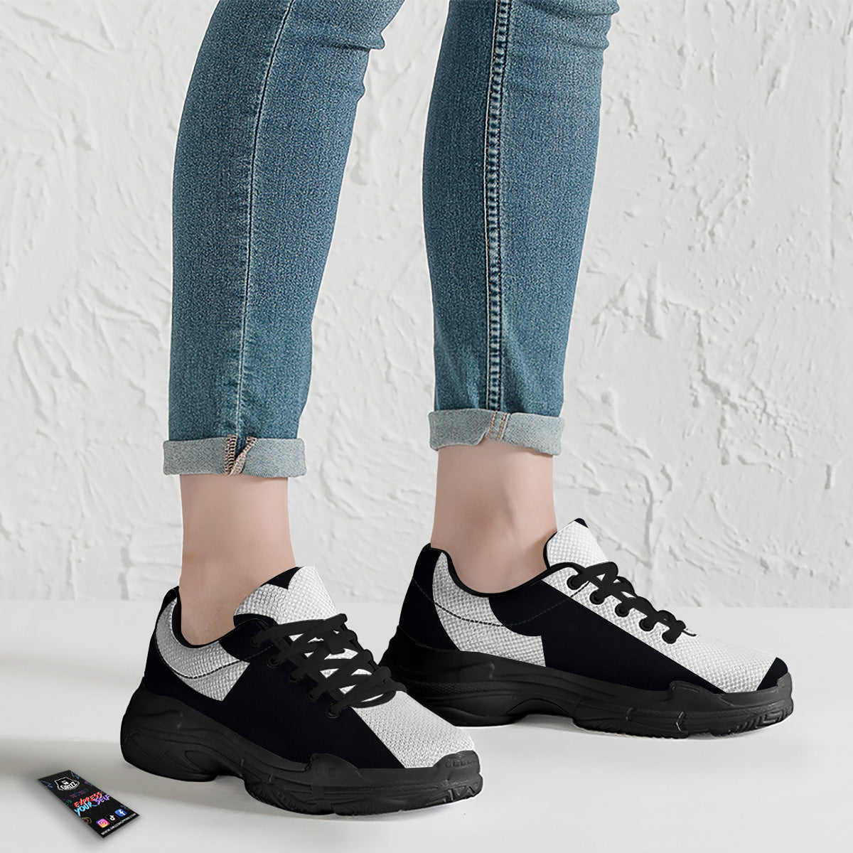 Aries Sign White And Black Print Black Chunky Shoes-grizzshop