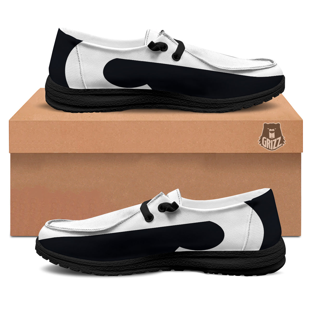 Aries Sign White And Black Print Black Loafers-grizzshop