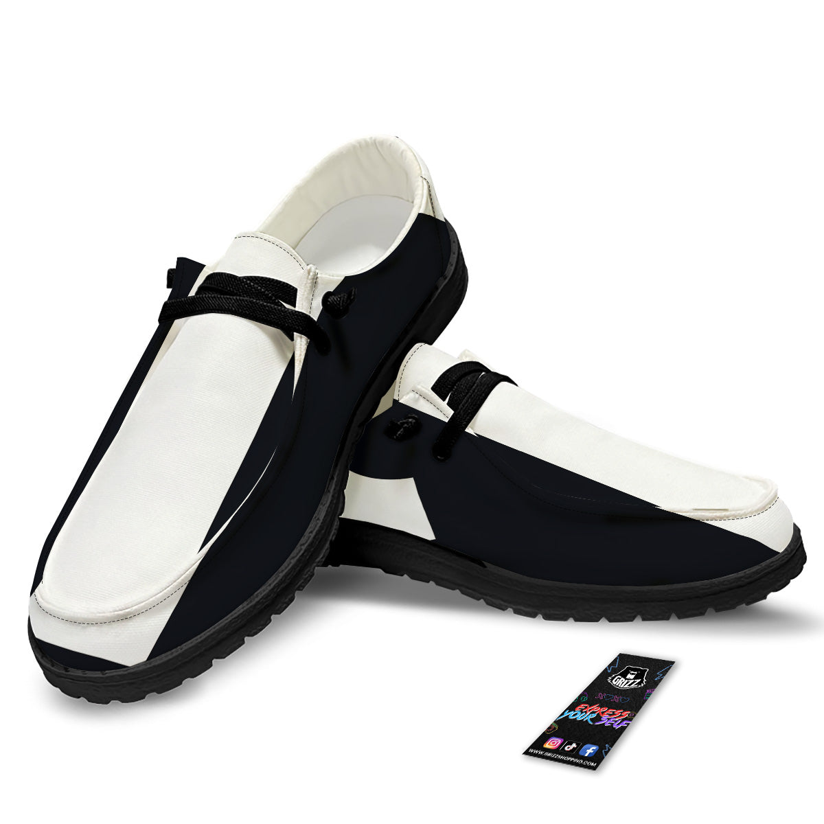Aries Sign White And Black Print Black Loafers-grizzshop