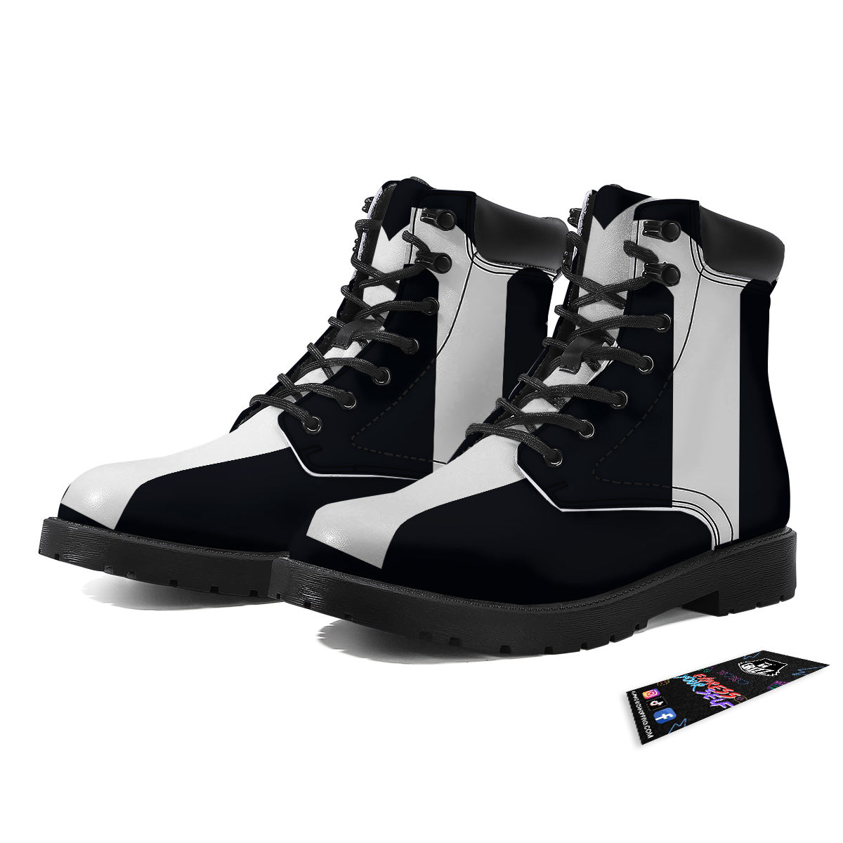 Aries Sign White And Black Print Boots-grizzshop