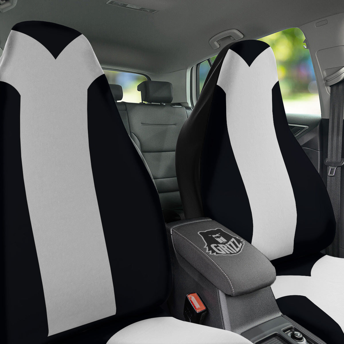 Aries Sign White And Black Print Car Seat Covers-grizzshop