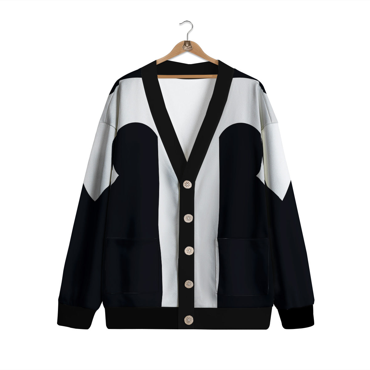 Aries Sign White And Black Print Cardigan-grizzshop