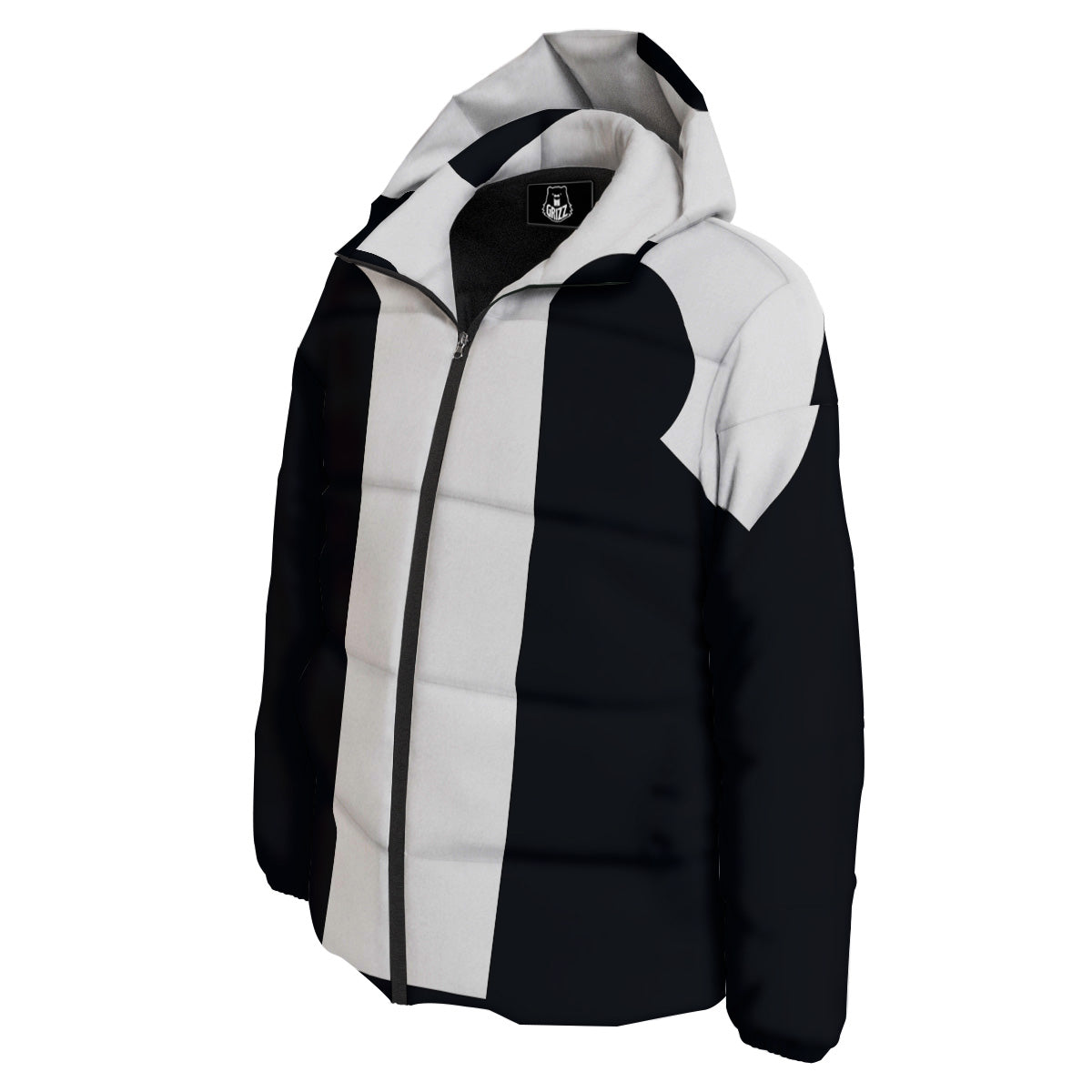 Aries Sign White And Black Print Down Jacket-grizzshop