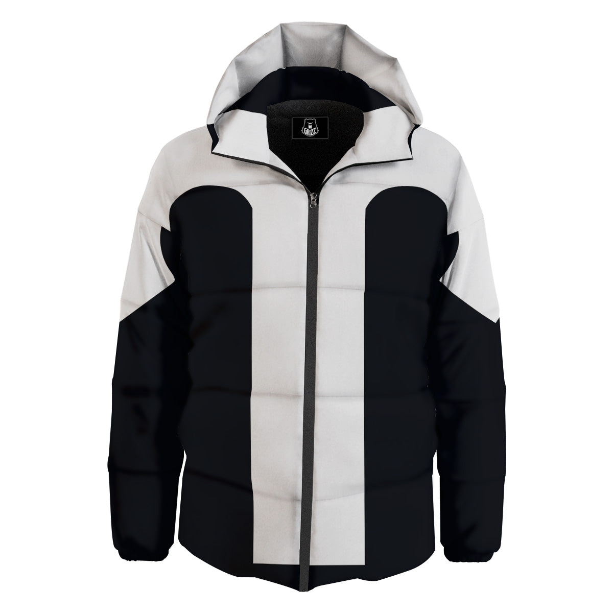 Aries Sign White And Black Print Down Jacket-grizzshop