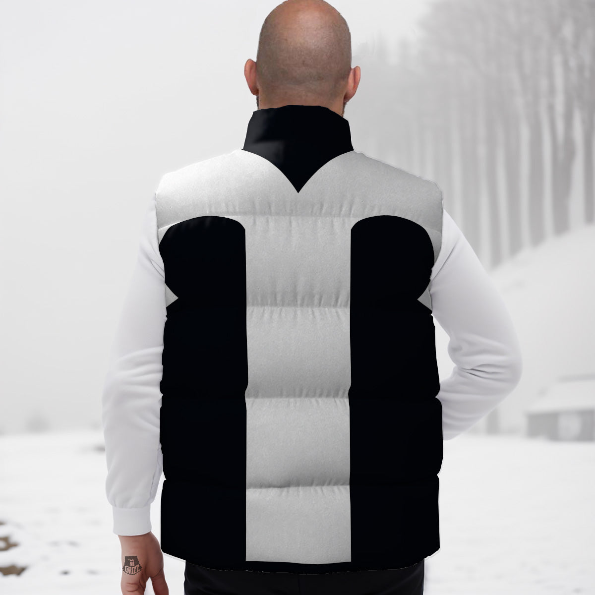 Aries Sign White And Black Print Down Vest