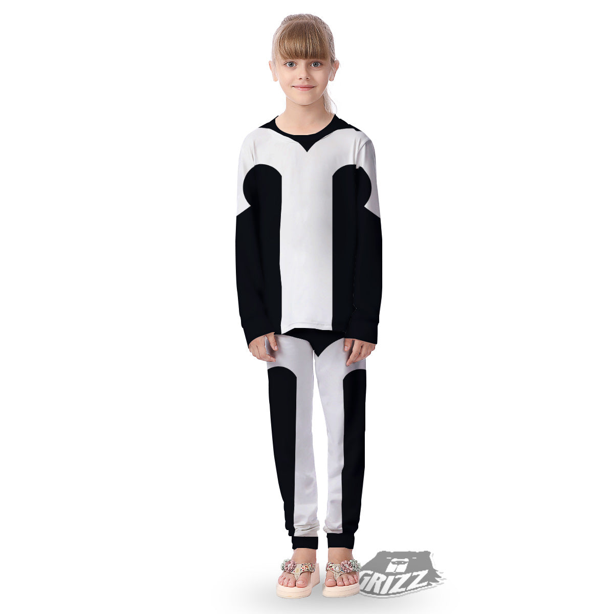 Aries Sign White And Black Print Kid's Pajamas-grizzshop