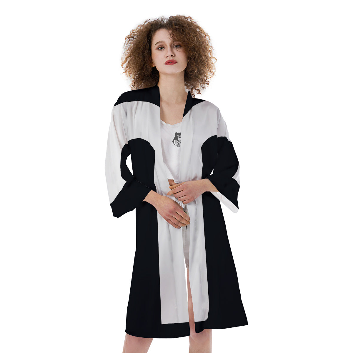 Aries Sign White And Black Print Kimono-grizzshop