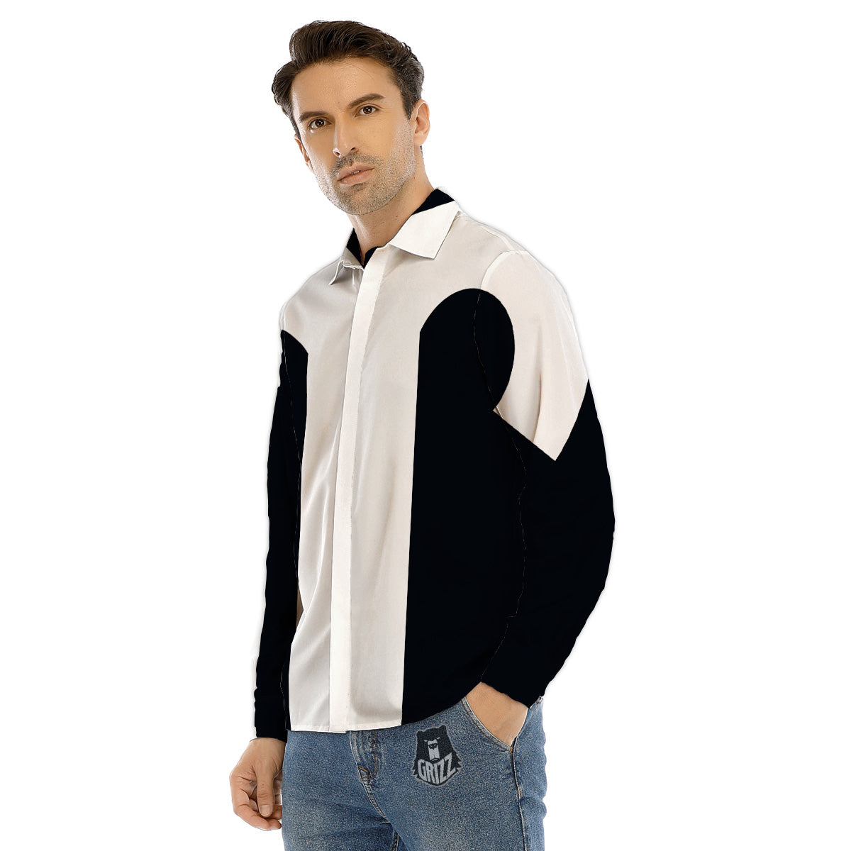 Aries Sign White And Black Print Men's Dress Shirts-grizzshop