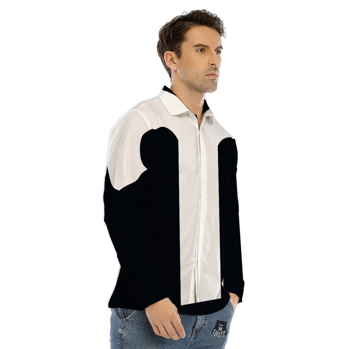 Aries Sign White And Black Print Men's Dress Shirts-grizzshop