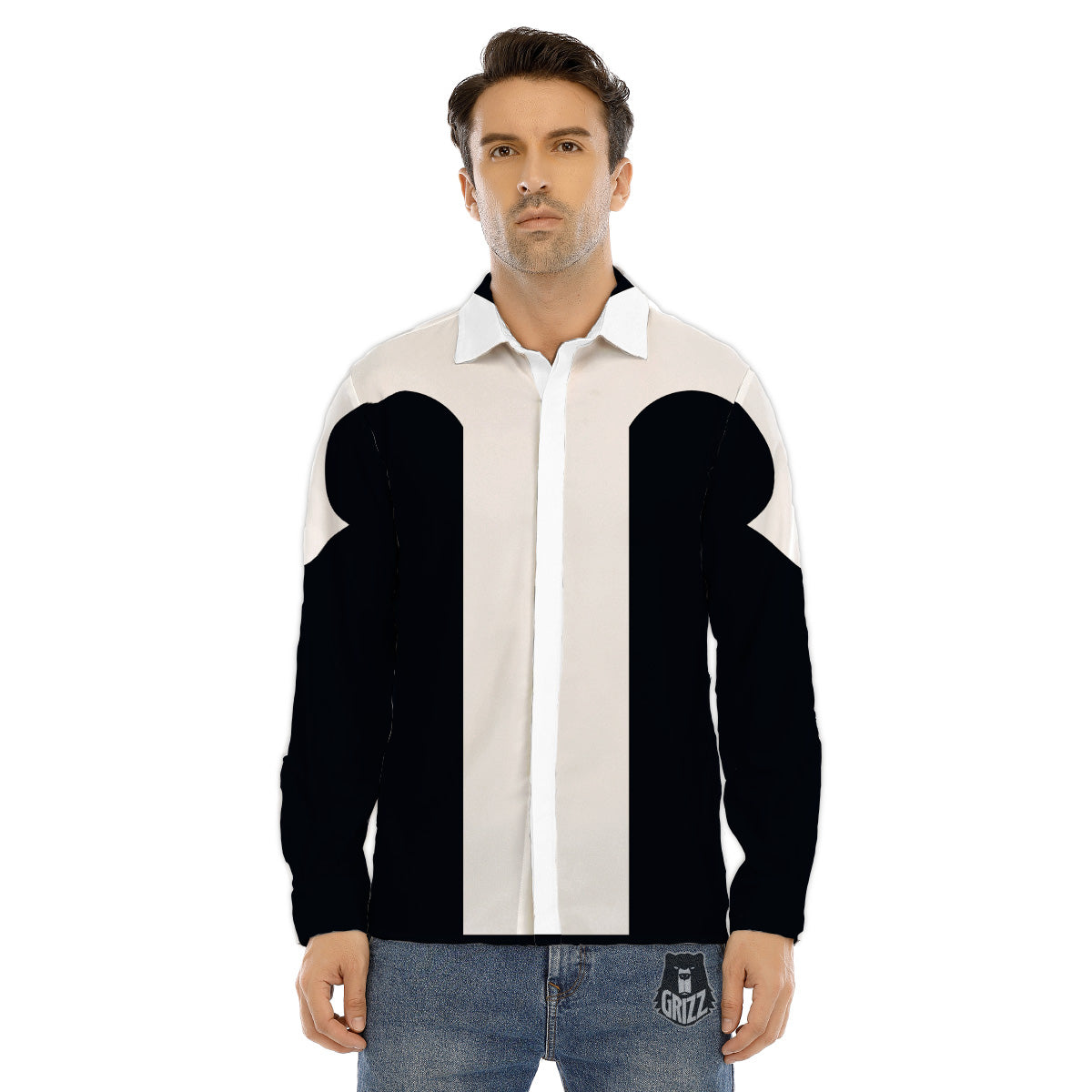 Aries Sign White And Black Print Men's Dress Shirts-grizzshop