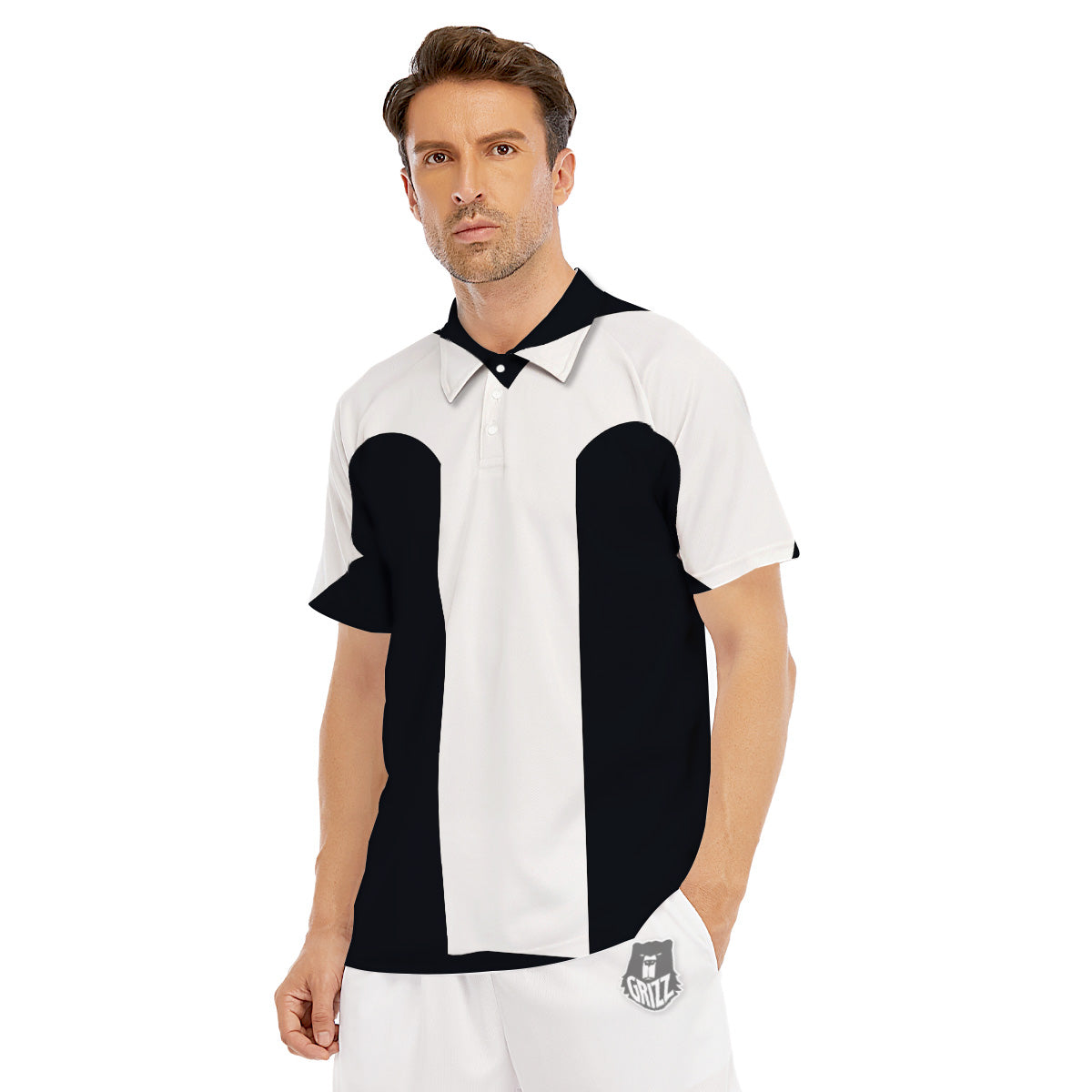 Aries Sign White And Black Print Men's Golf Shirts-grizzshop