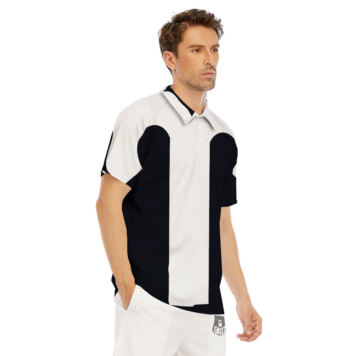 Aries Sign White And Black Print Men's Golf Shirts-grizzshop