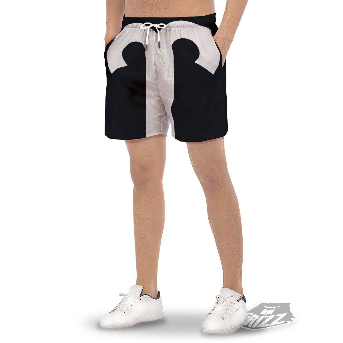Aries Sign White And Black Print Men's Gym Shorts-grizzshop