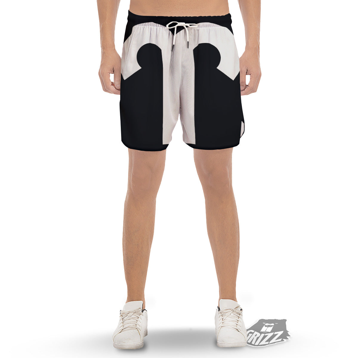 Aries Sign White And Black Print Men's Gym Shorts-grizzshop