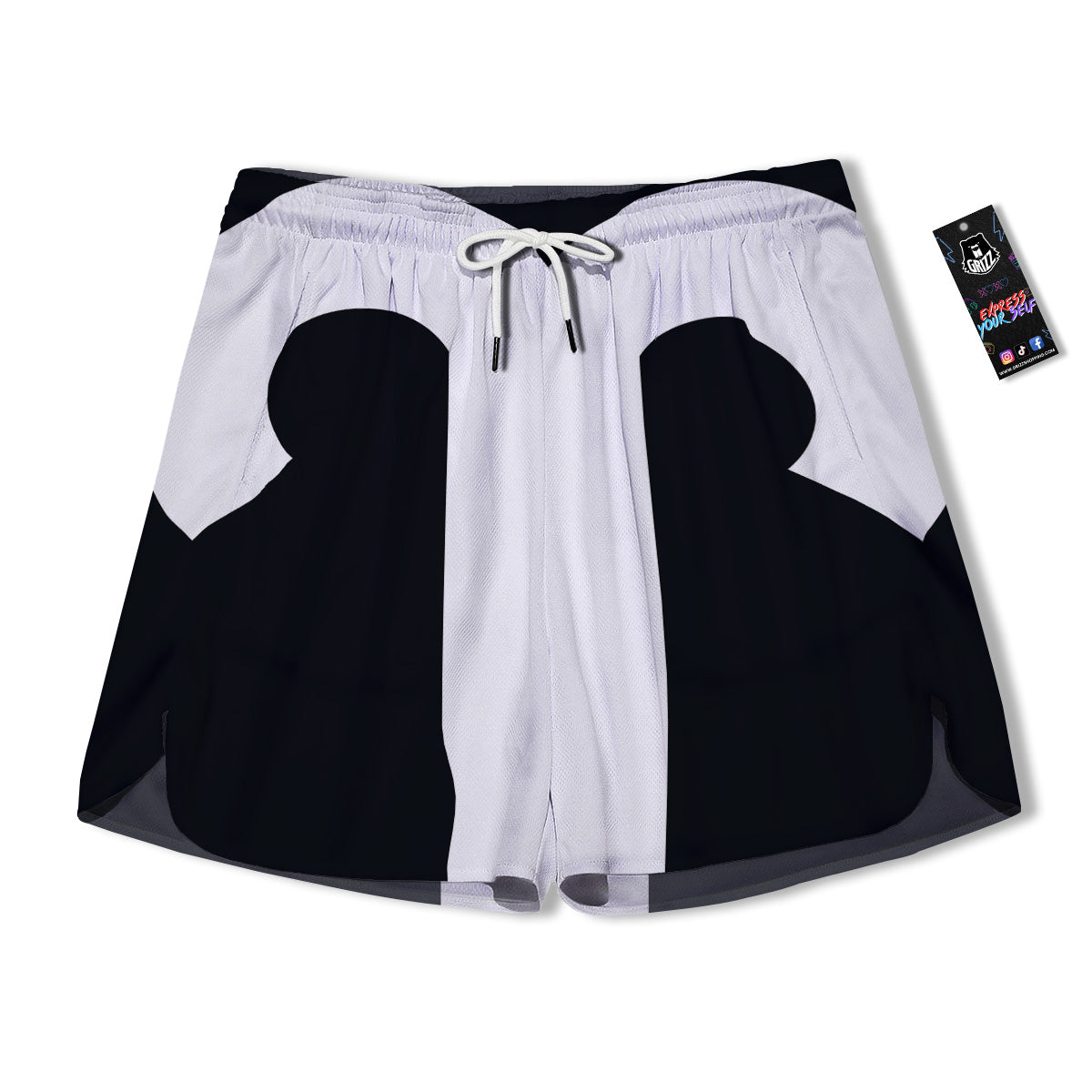 Aries Sign White And Black Print Men's Running Shorts-grizzshop