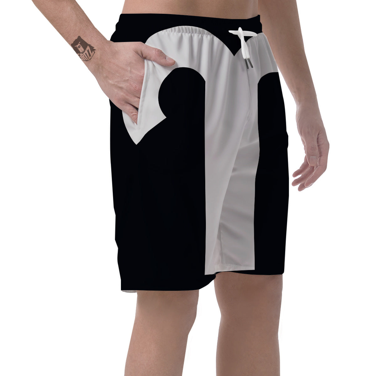 Aries Sign White And Black Print Men's Shorts-grizzshop
