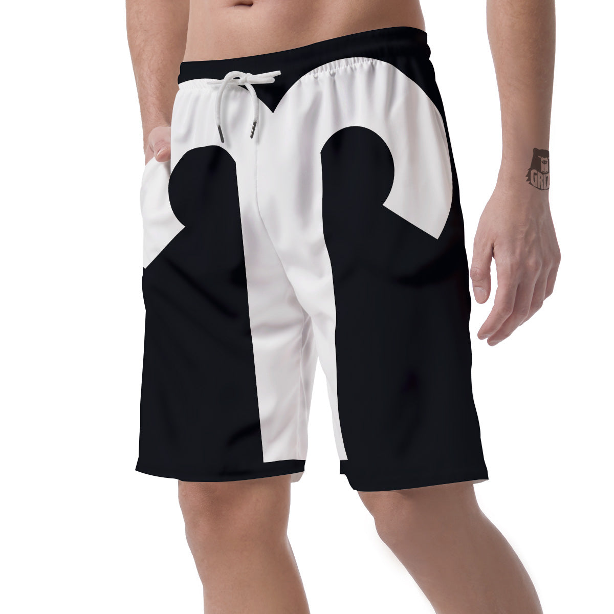 Aries Sign White And Black Print Men's Shorts-grizzshop