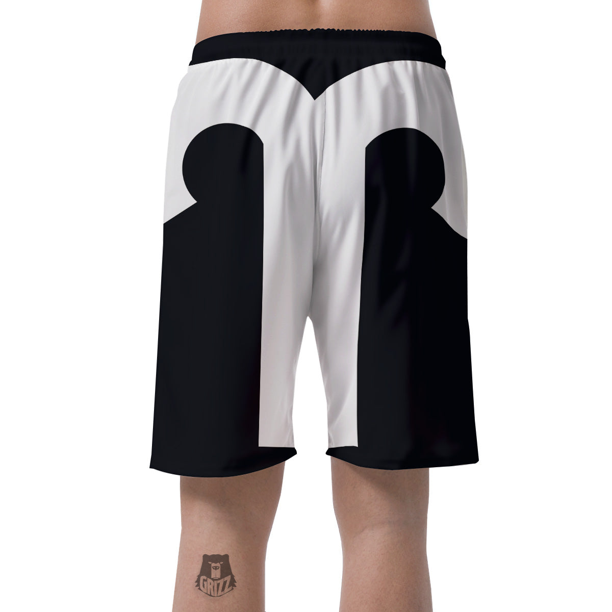 Aries Sign White And Black Print Men's Shorts-grizzshop