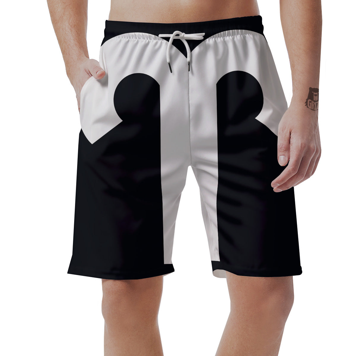 Aries Sign White And Black Print Men's Shorts-grizzshop