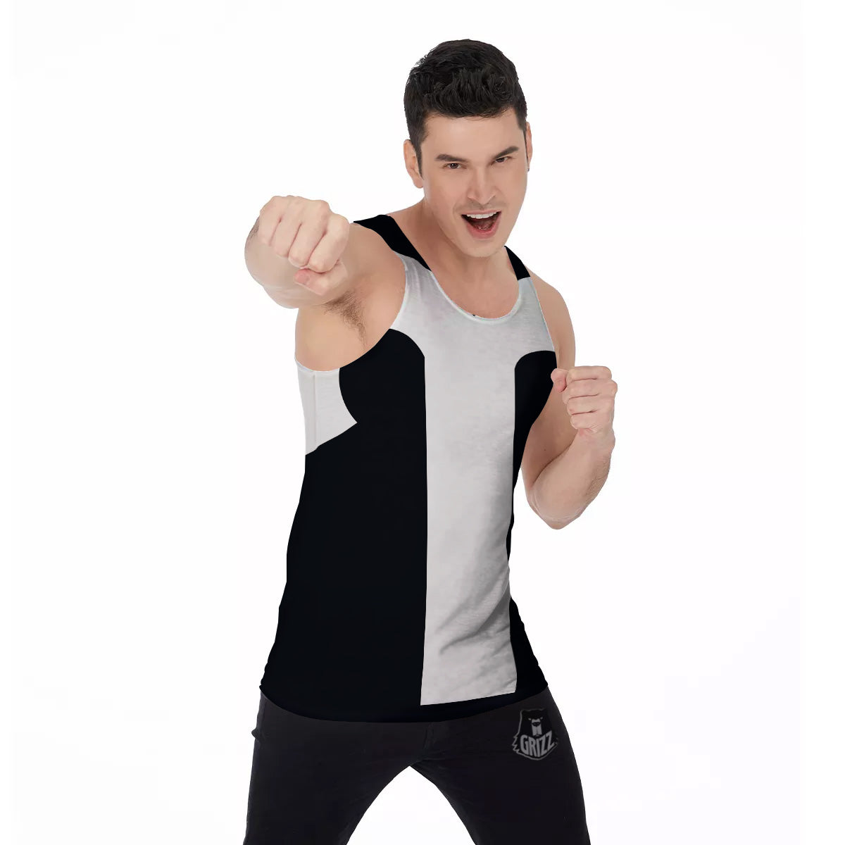 Aries Sign White And Black Print Men's Tank Top-grizzshop