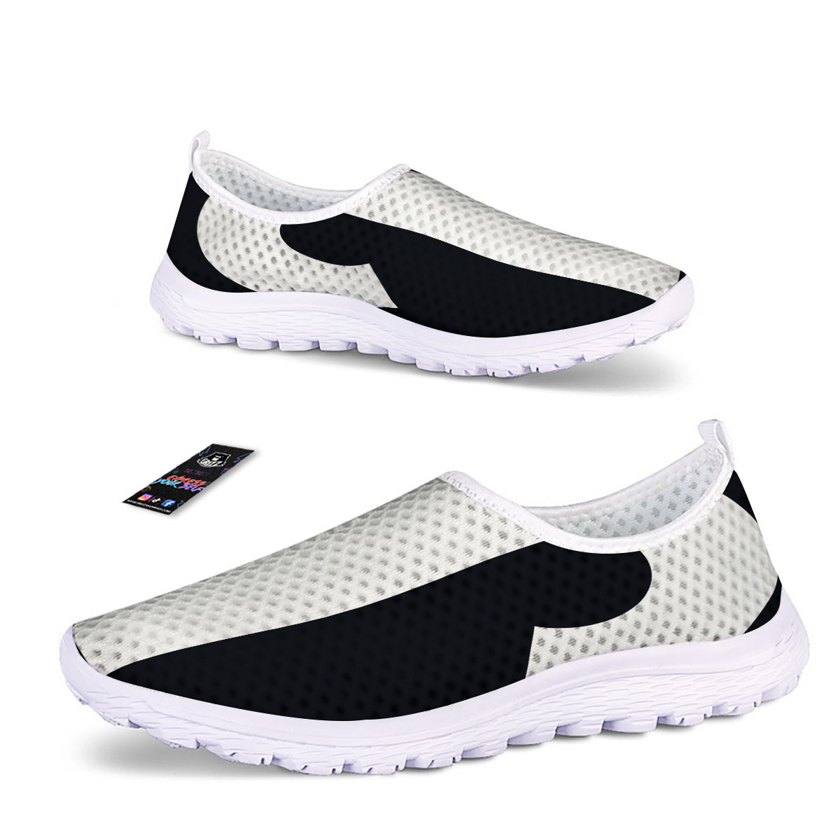 Aries Sign White And Black Print Nurse Shoes-grizzshop