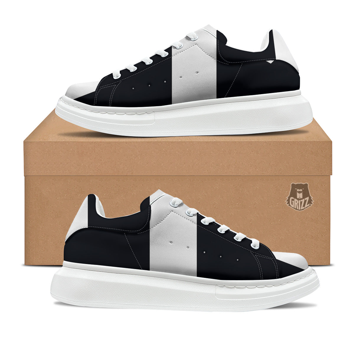 Aries Sign White And Black Print Platform Shoes-grizzshop