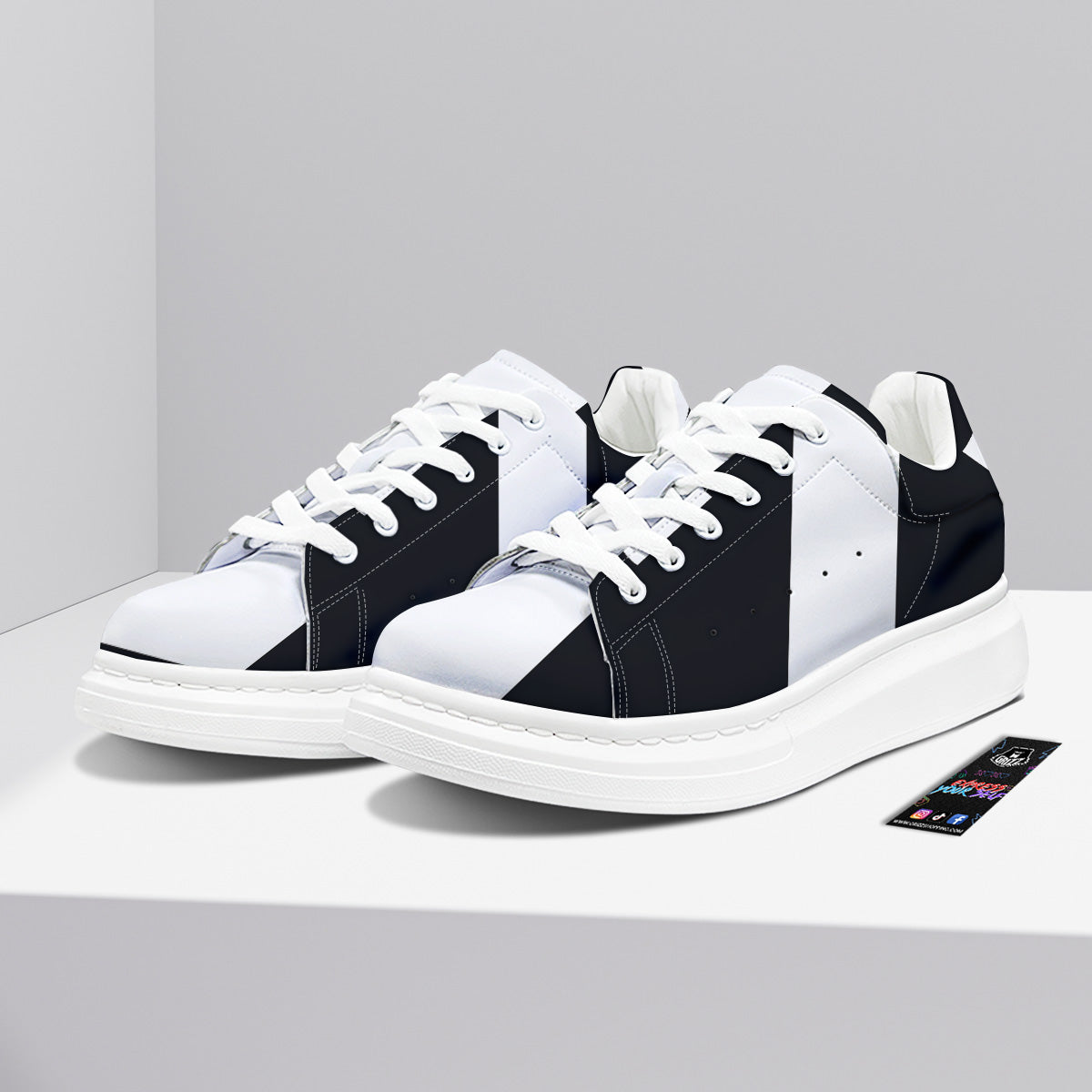 Aries Sign White And Black Print Platform Shoes-grizzshop