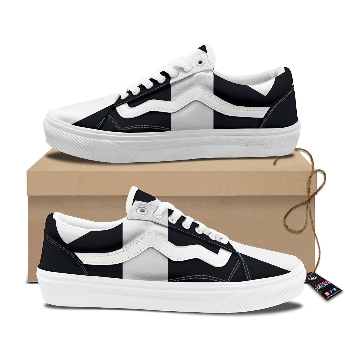 Aries Sign White And Black Print Skate Shoes-grizzshop