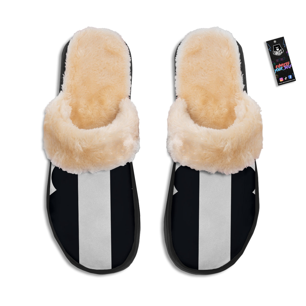 Aries Sign White And Black Print Slippers-grizzshop