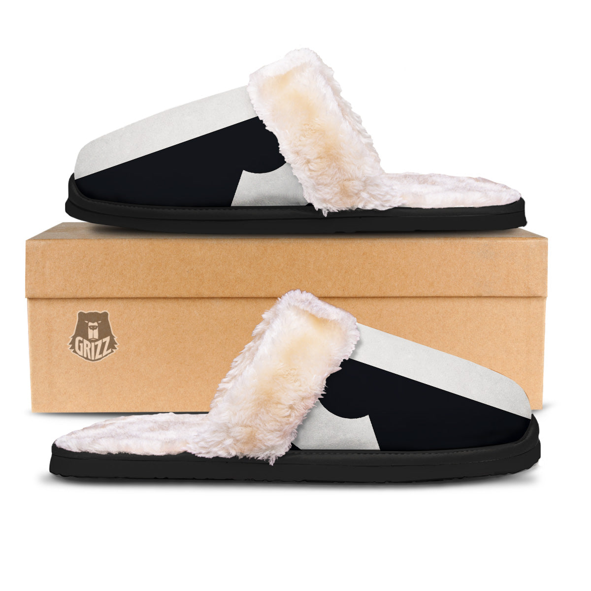 Aries Sign White And Black Print Slippers-grizzshop