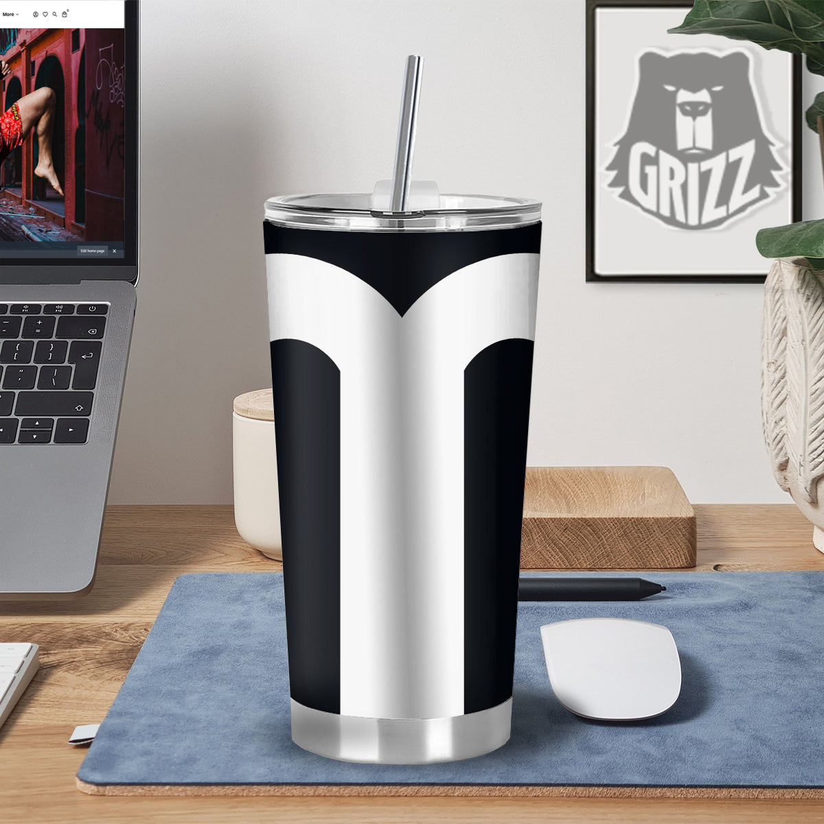 Aries Sign White And Black Print Tumbler-grizzshop