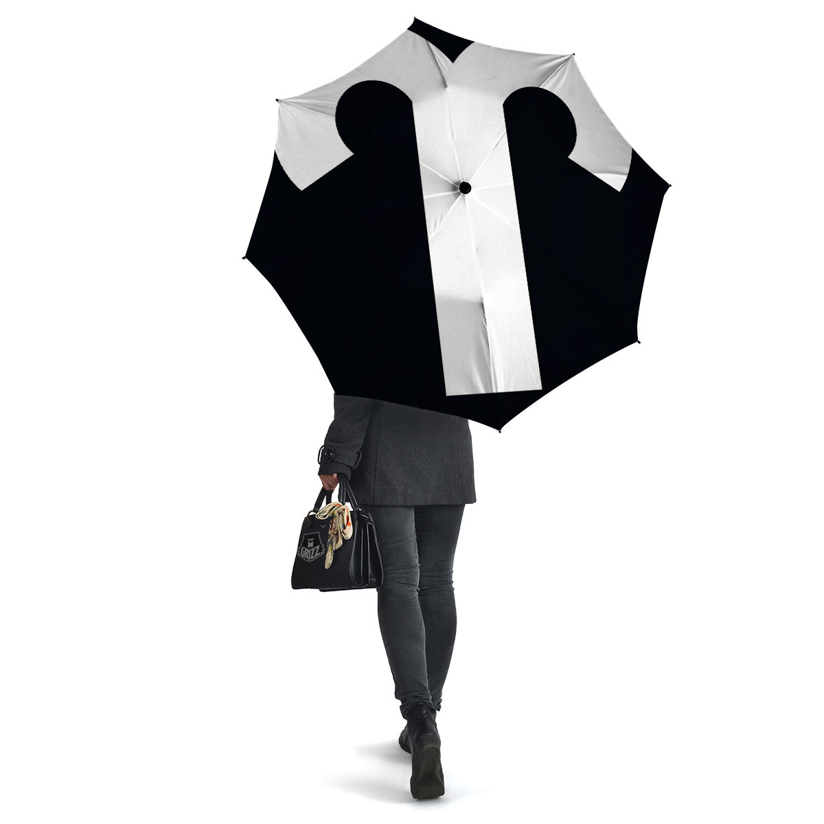 Aries Sign White And Black Print Umbrella-grizzshop