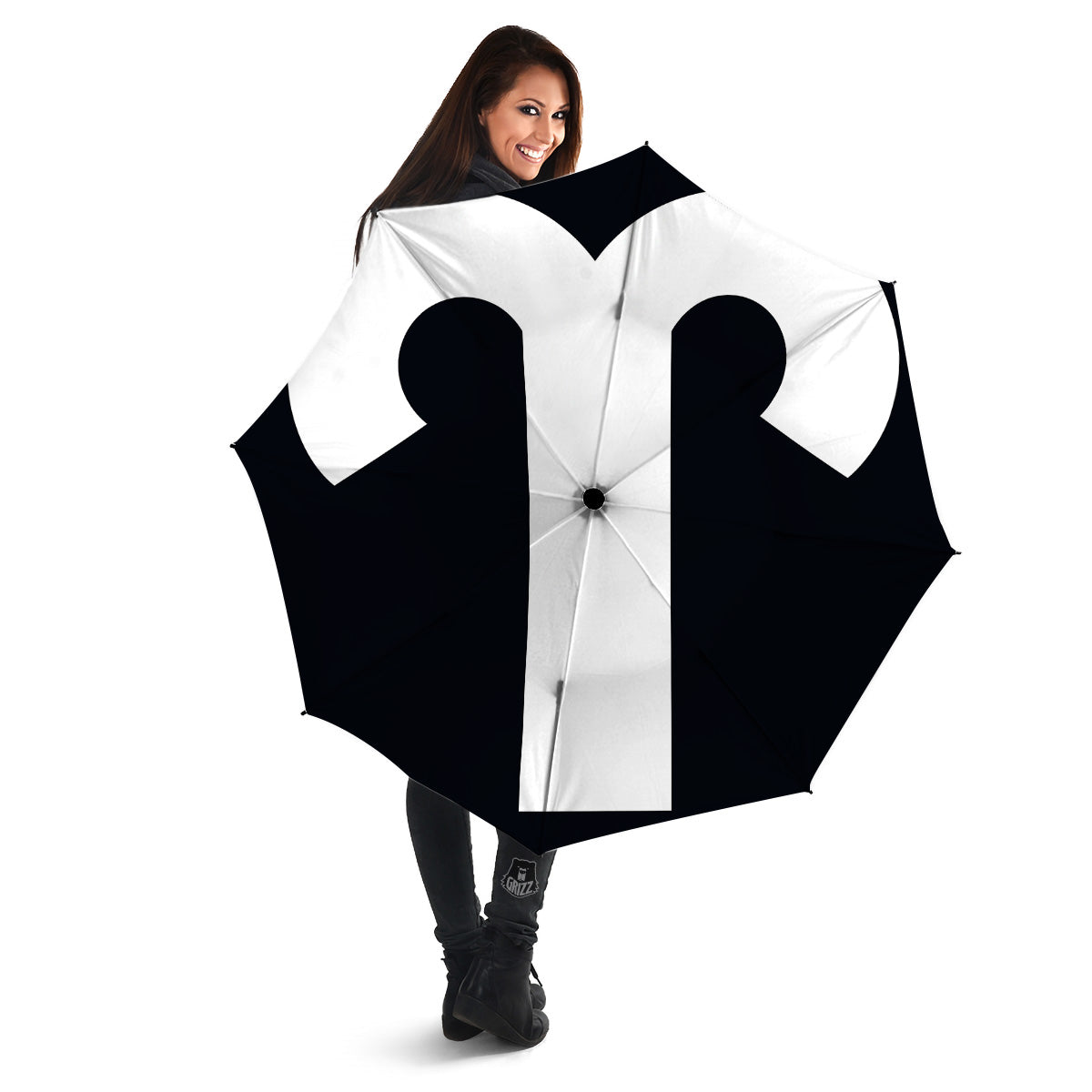 Aries Sign White And Black Print Umbrella-grizzshop